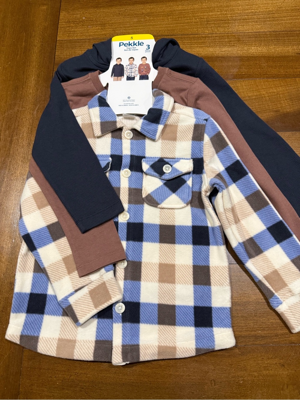 PekkIe Boys Blue Plaid Button-Down Shirt Jacket